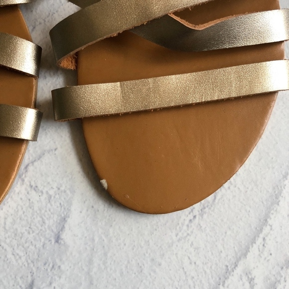 Charles Albert Metallic Gold Ghillie Sandals 8 - Picture 5 of 7
